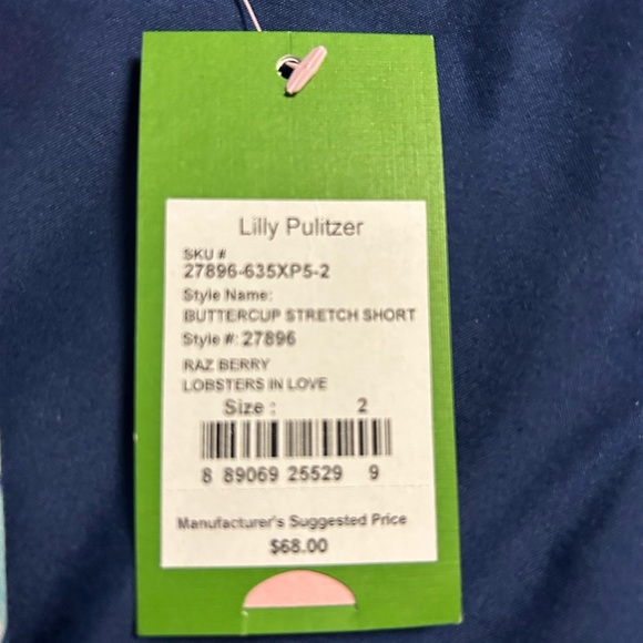 NWT Lily Pulitzer Buttercup Stretch Shorts- LOBSTERS IN LOVE pattern - Picture 4 of 5